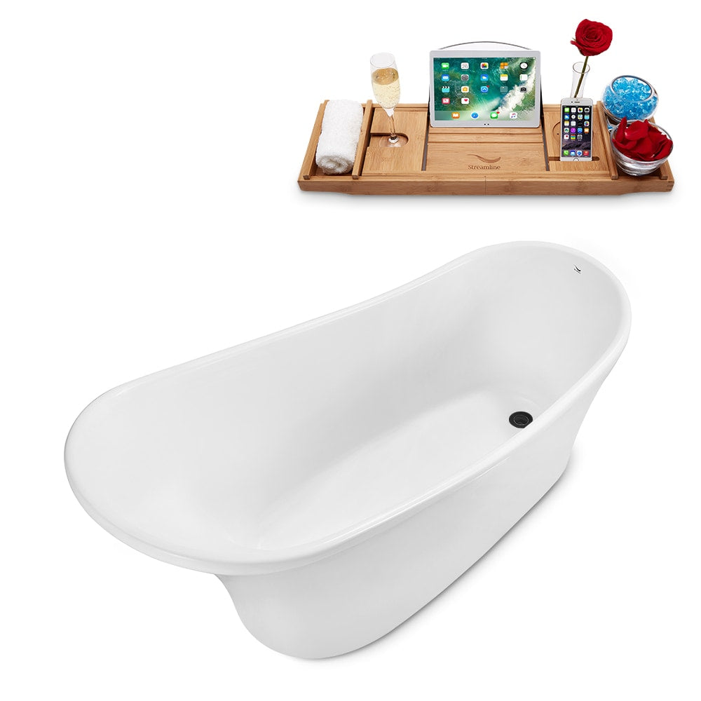 55 inch Streamline N1760-IN-BL Freestanding Bathtub and Tray With Internal Drain