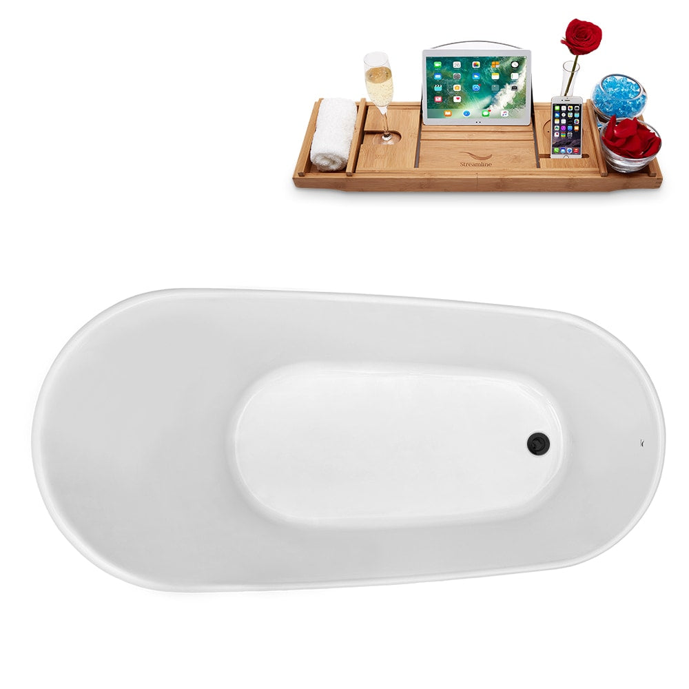 55 inch Streamline N1760-IN-BL Freestanding Bathtub and Tray With Internal Drain