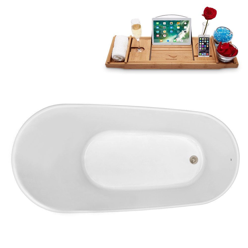 Baignoire autoportante et plateau Streamline N1760-IN-BNK de 55 pouces avec drain interne