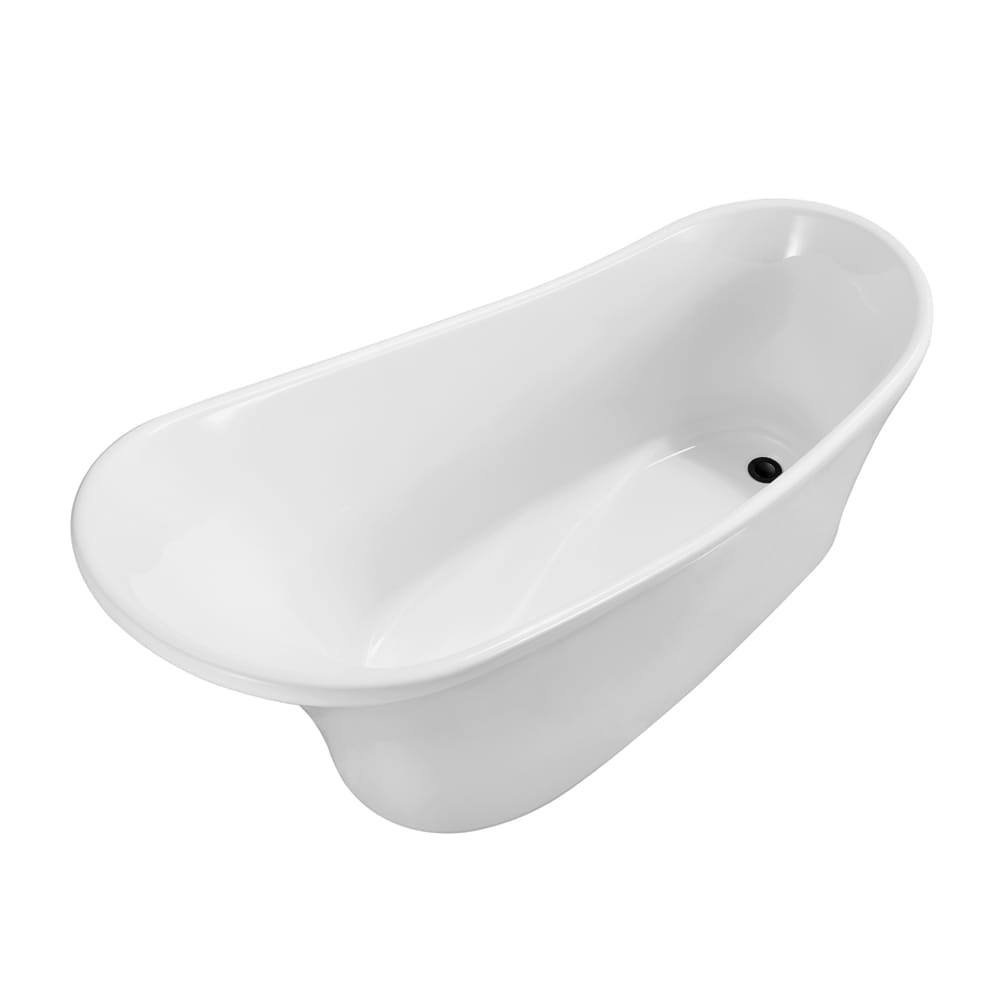 63 inch Streamline NPT9821BL Soaking Freestanding Bathtub with Internal Drain
