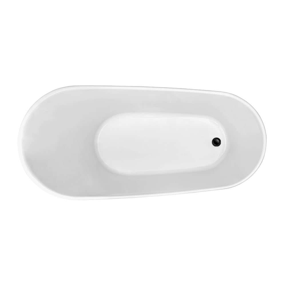 63 inch Streamline NPT9821BL Soaking Freestanding Bathtub with Internal Drain