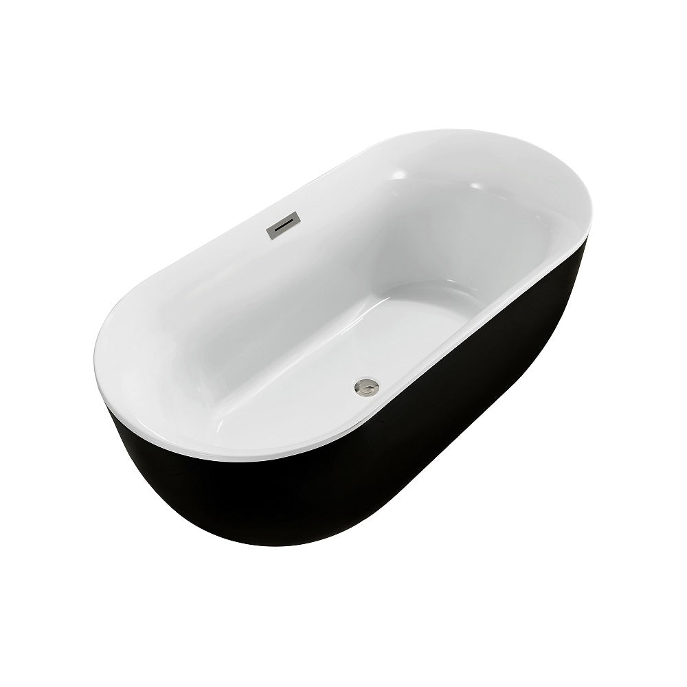 Baignoire autoportante Streamline NPT9801BNK de 59 pouces avec drain interne