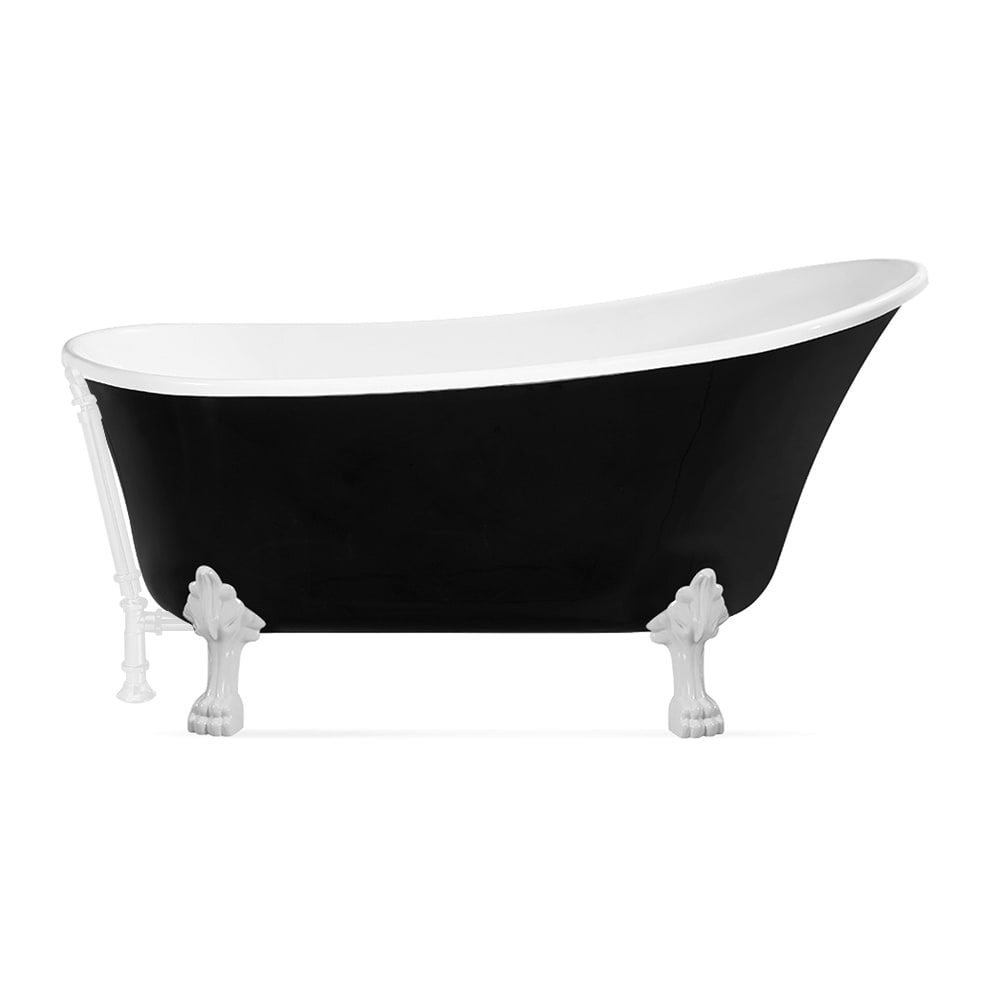 59 inch Streamline NPT9344WH-WH Clawfoot Bathtub with External Drain