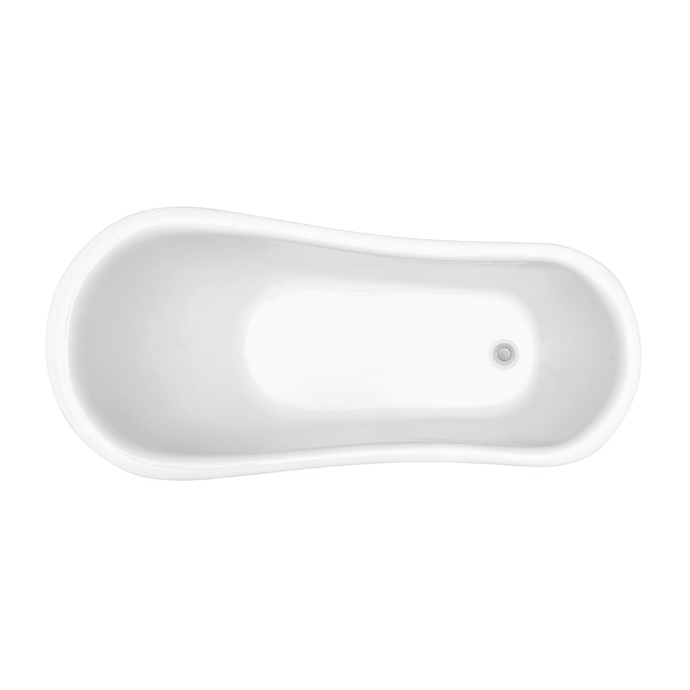 61 inch Streamline NPT9481WH-WH Clawfoot Bathtub with Internal Drain