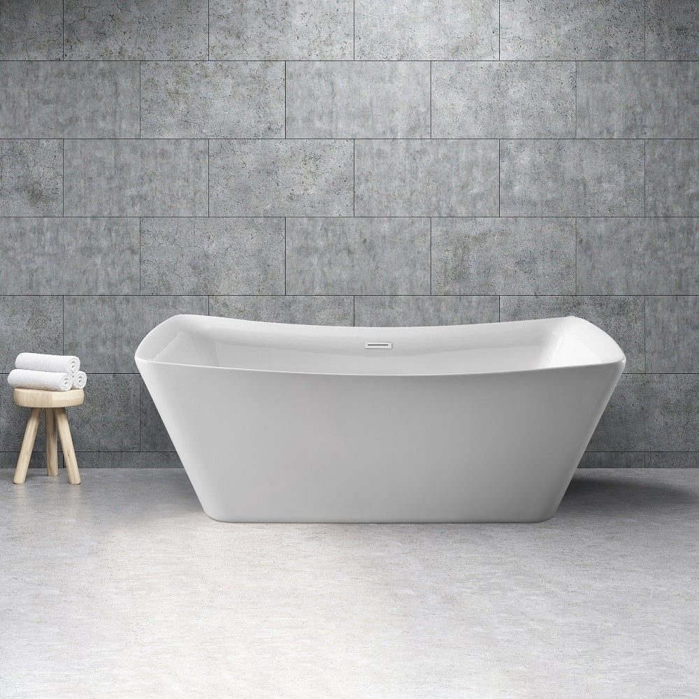62 inch Streamline NPT9540WH Soaking Freestanding Bathtub with Internal Drain