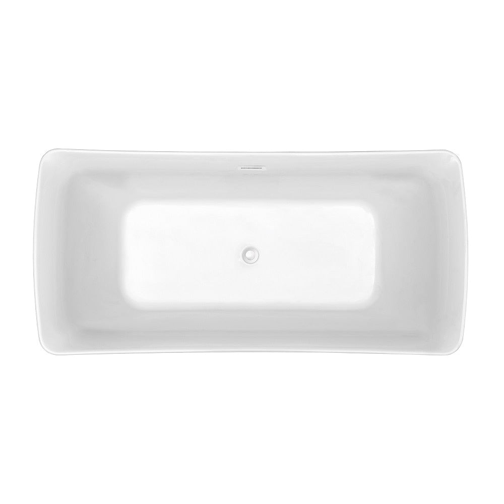 62 inch Streamline NPT9540WH Soaking Freestanding Bathtub with Internal Drain