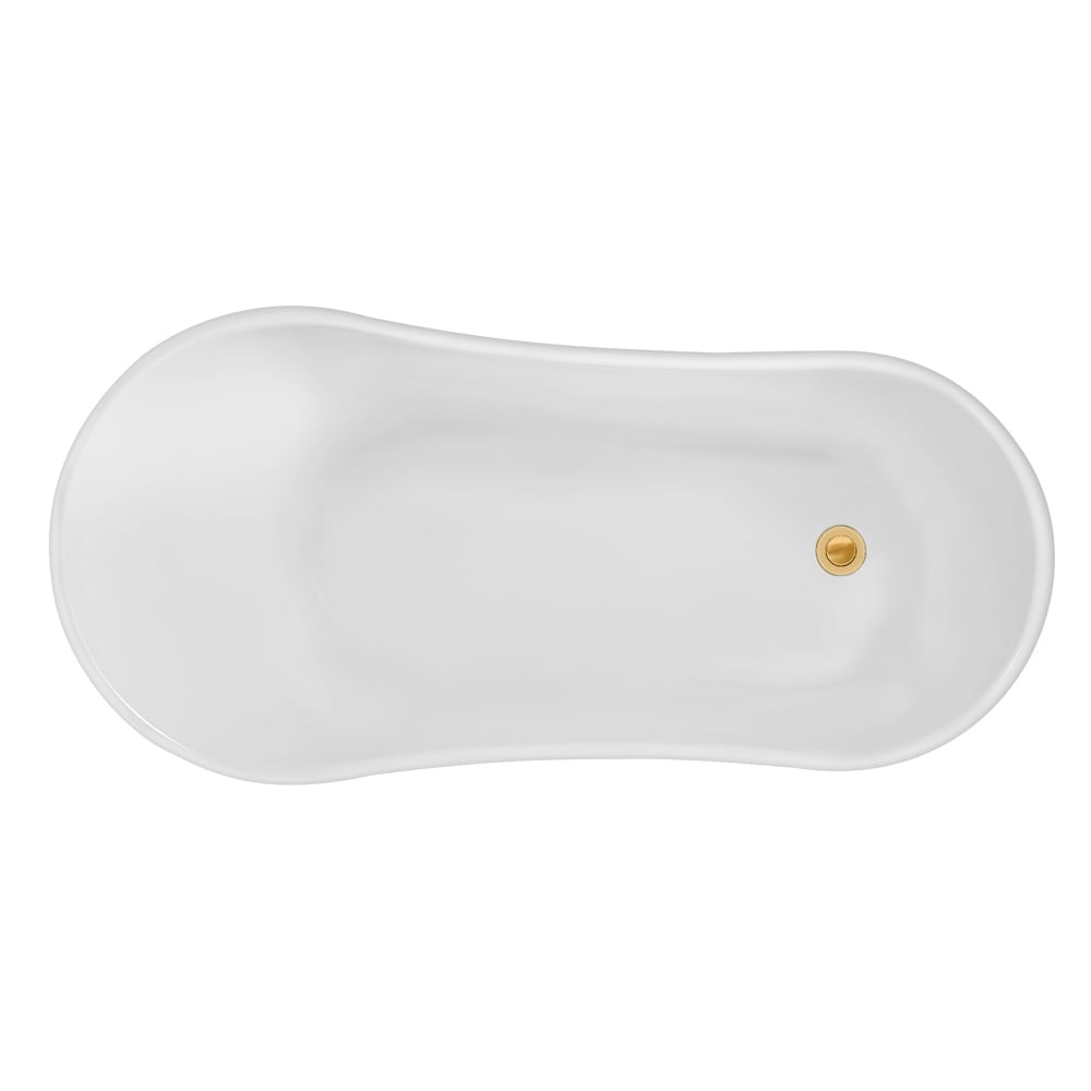 Baignoire sur pattes Streamline NPT9347GLD-GLD de 59 pouces avec drain interne