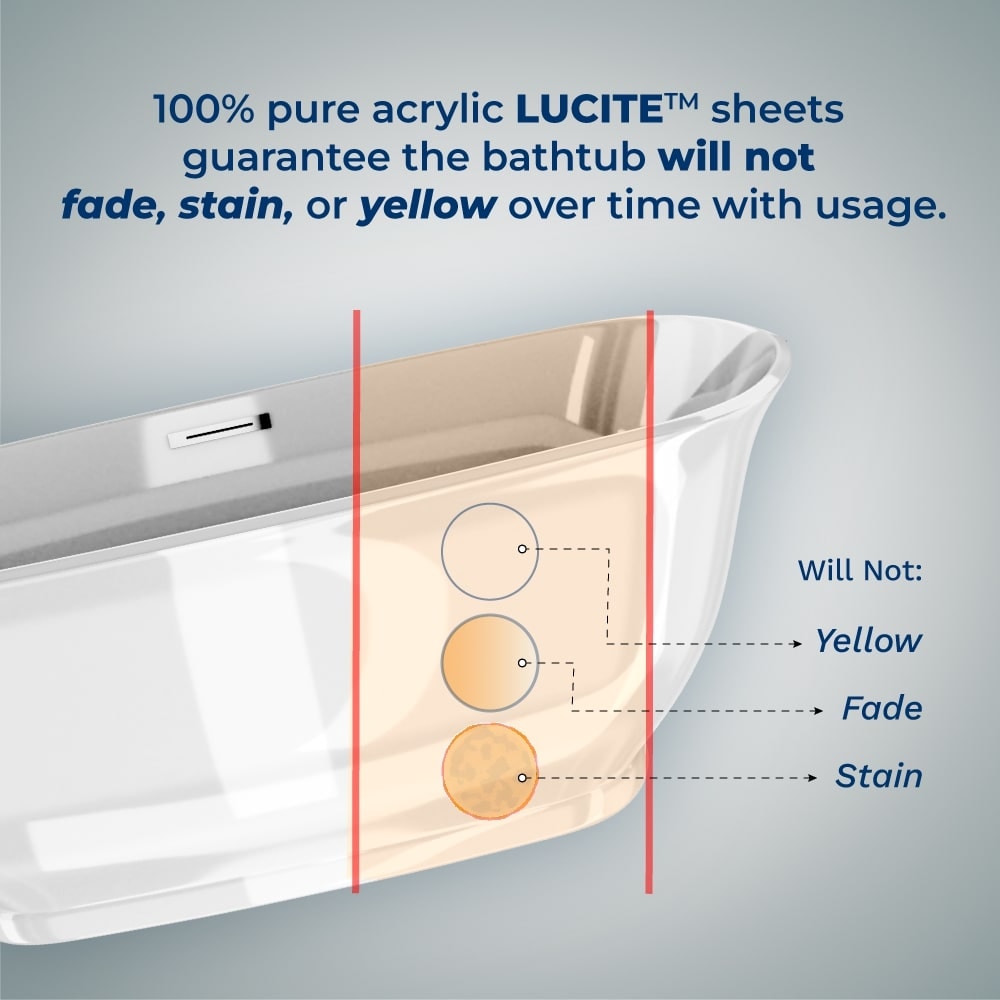 59 inch Streamline N700GLD Soaking Freestanding Bathtub and Tray with Internal Drain