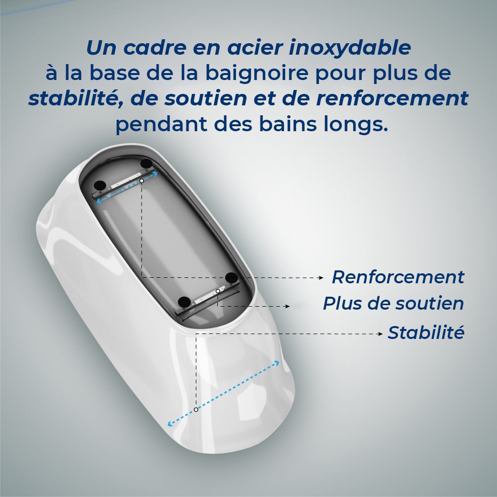 Baignoire autoportante Streamline N2040WH de 51 pouces et plateau avec drain interne