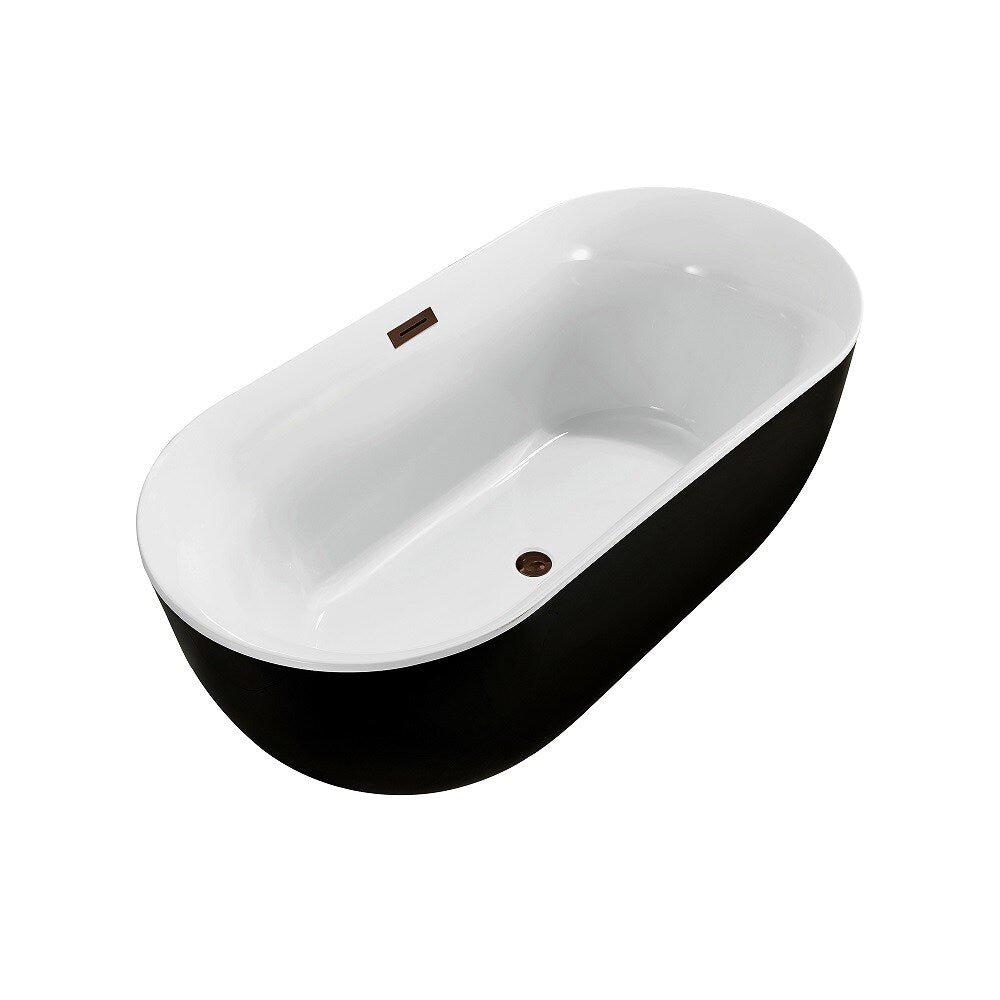 59 inch Streamline NPT9801ORB Soaking Freestanding Bathtub with Internal Drain