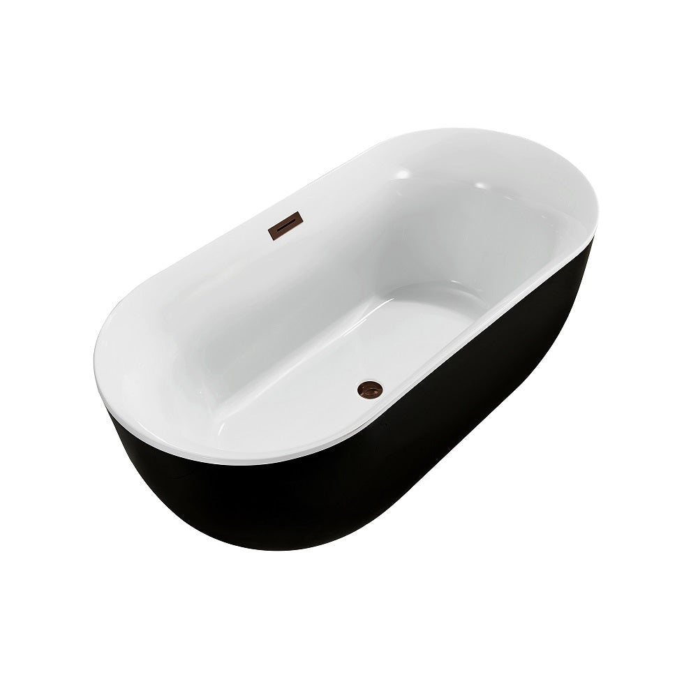 67 inch Streamline NPT9802ORB Soaking Freestanding Bathtub with Internal Drain