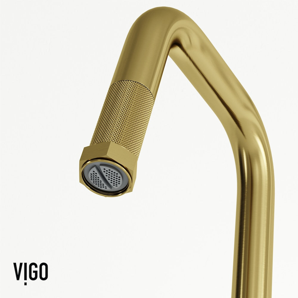 Robinet de cuisine angulaire Hart à poignée unique et pulvérisateur rétractable en or brossé mat