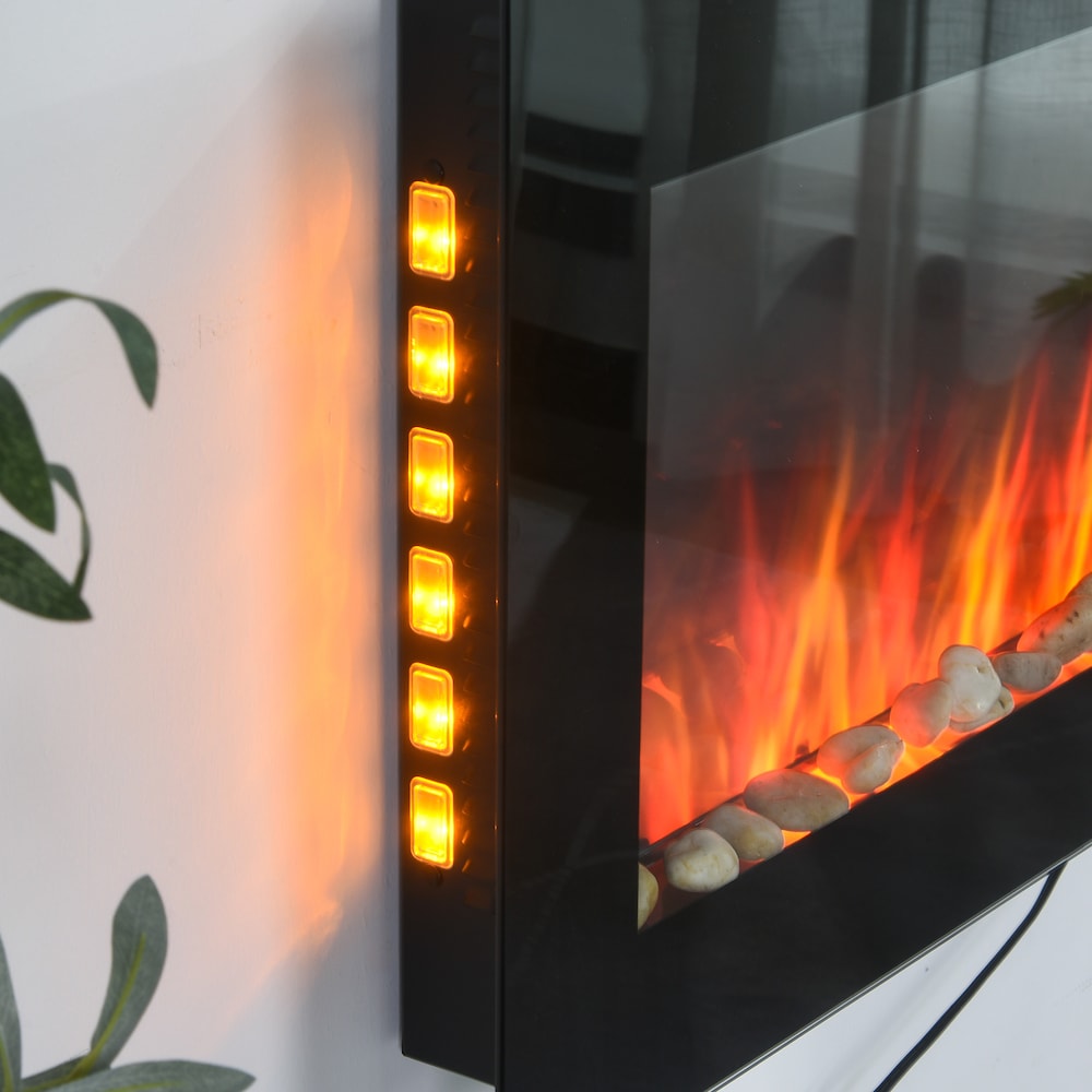 Electric Wall-Mounted Fireplace with Flame Effect & 7 Color Backgrounds
