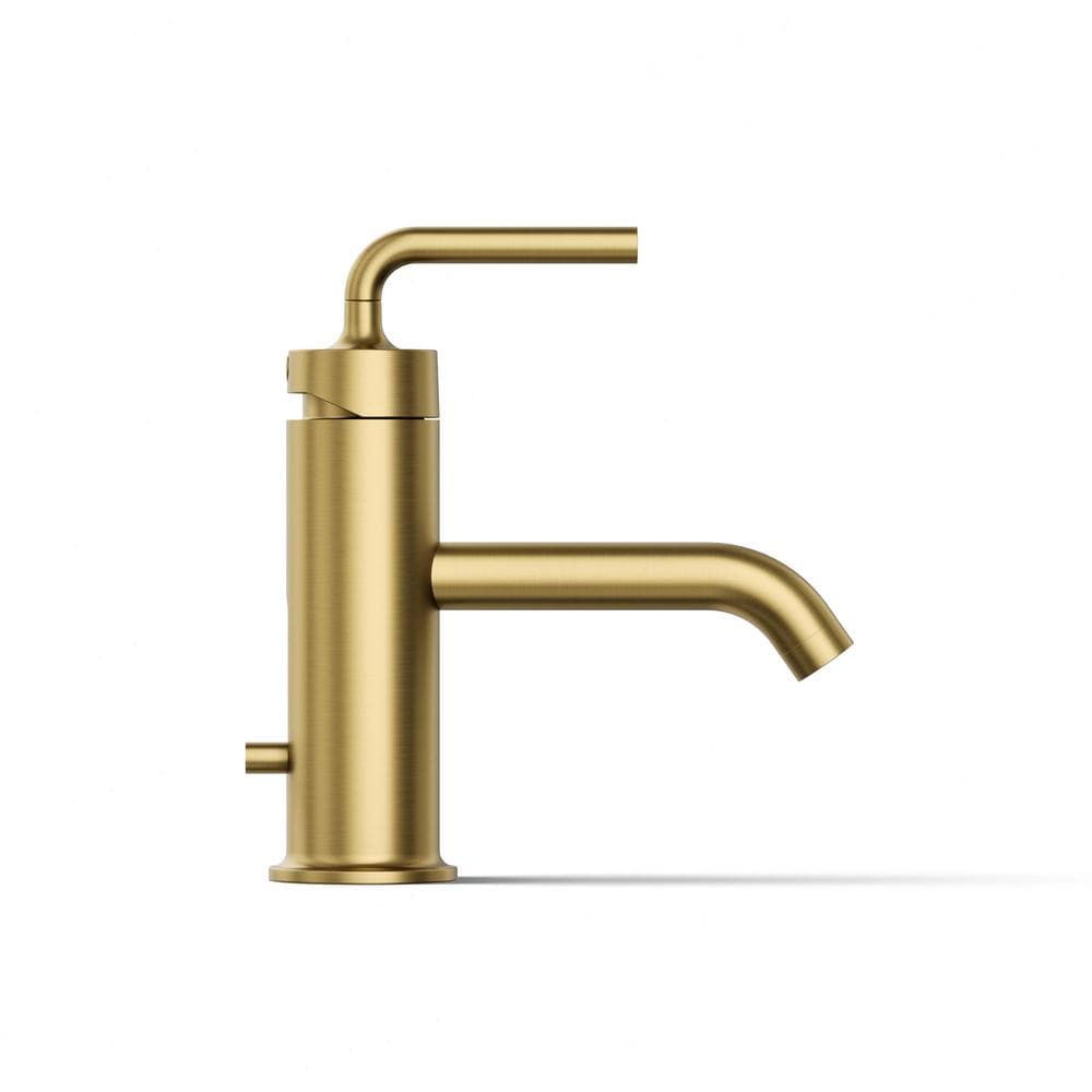 Purist Single-handle bathroom sink faucet with straight lever handle,Brass