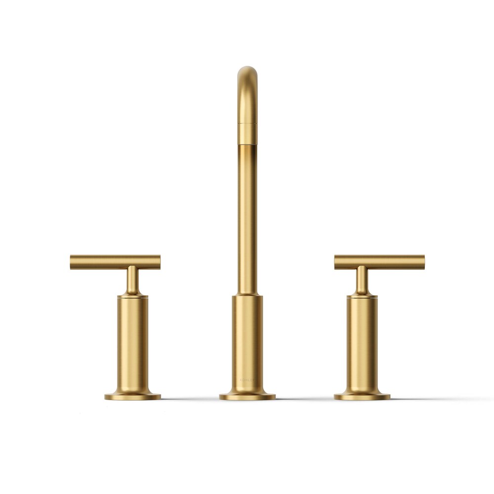 Robinet d'évier à large portée Purist, poignées à levier hautes, bec col de cygne haut, laiton