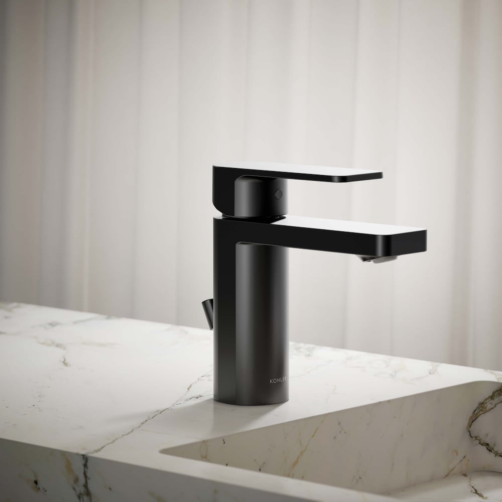 Robinet de lavabo de salle de bain à poignée unique parallèle, noir