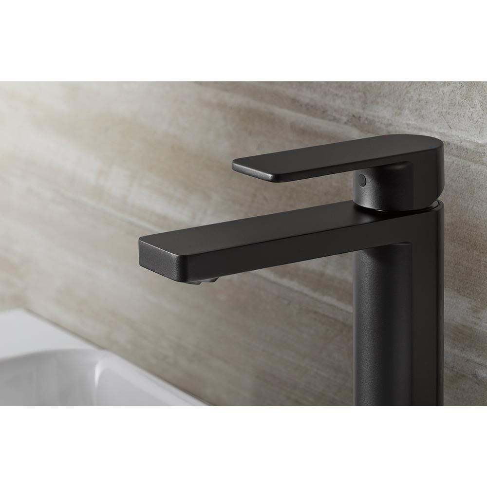 Robinet de lavabo de salle de bain à poignée unique, haut et parallèle, noir