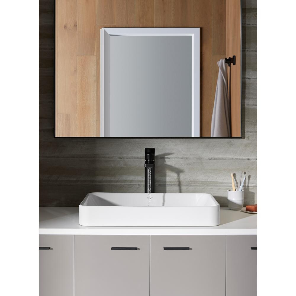 Robinet de lavabo de salle de bain à poignée unique, haut et parallèle, noir