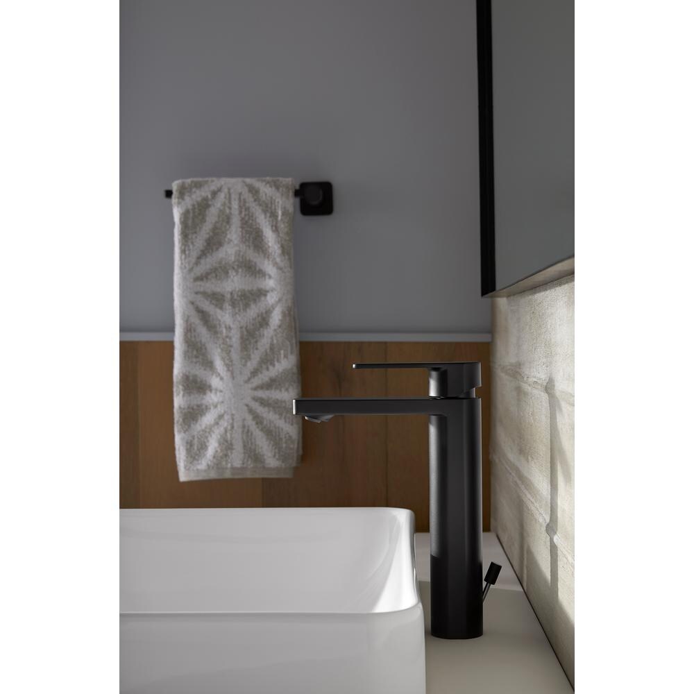 Robinet de lavabo de salle de bain à poignée unique, haut et parallèle, noir