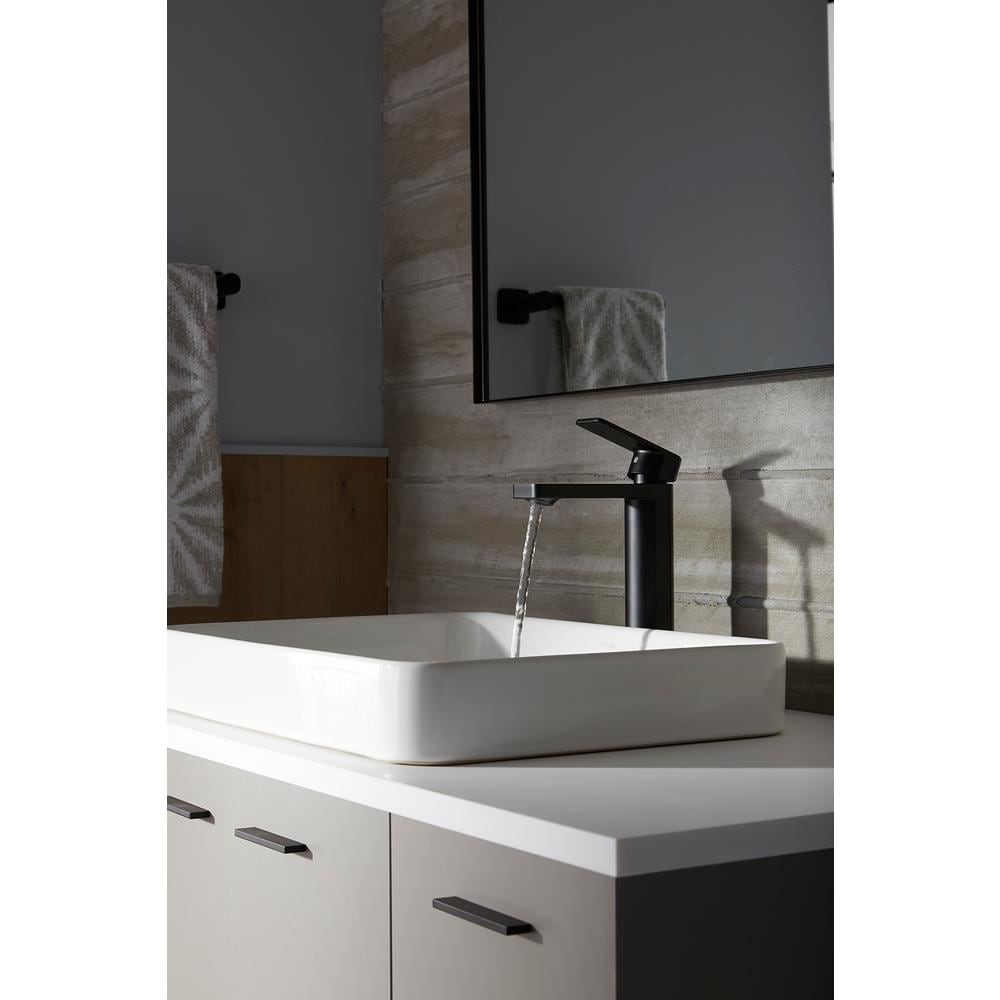 Robinet de lavabo de salle de bain à poignée unique, haut et parallèle, noir