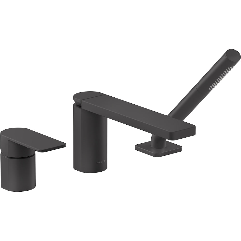 Robinet de bain à poignée unique parallèle, douchette à main, noir