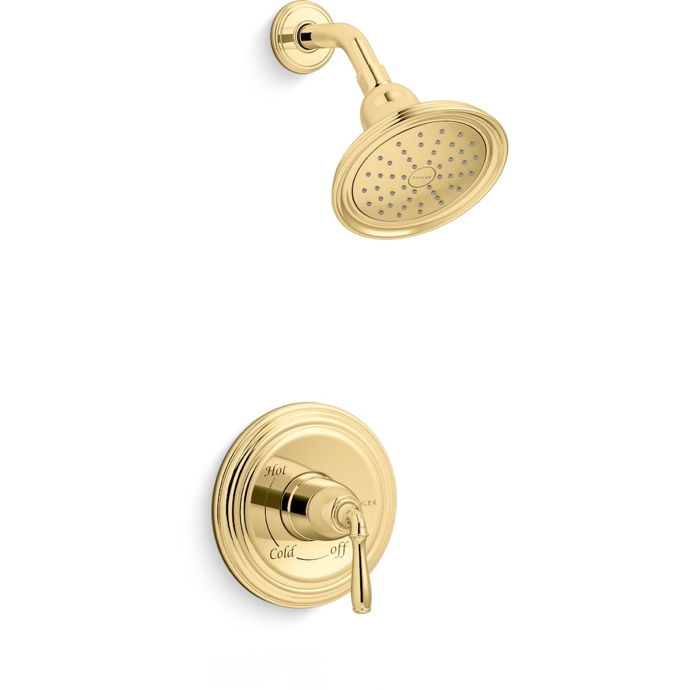 Devonshire 1-Handle Wall-Mount Shower Trim Kit with Lever Handle and 1.75 GPM Showerhead in Polished Brass