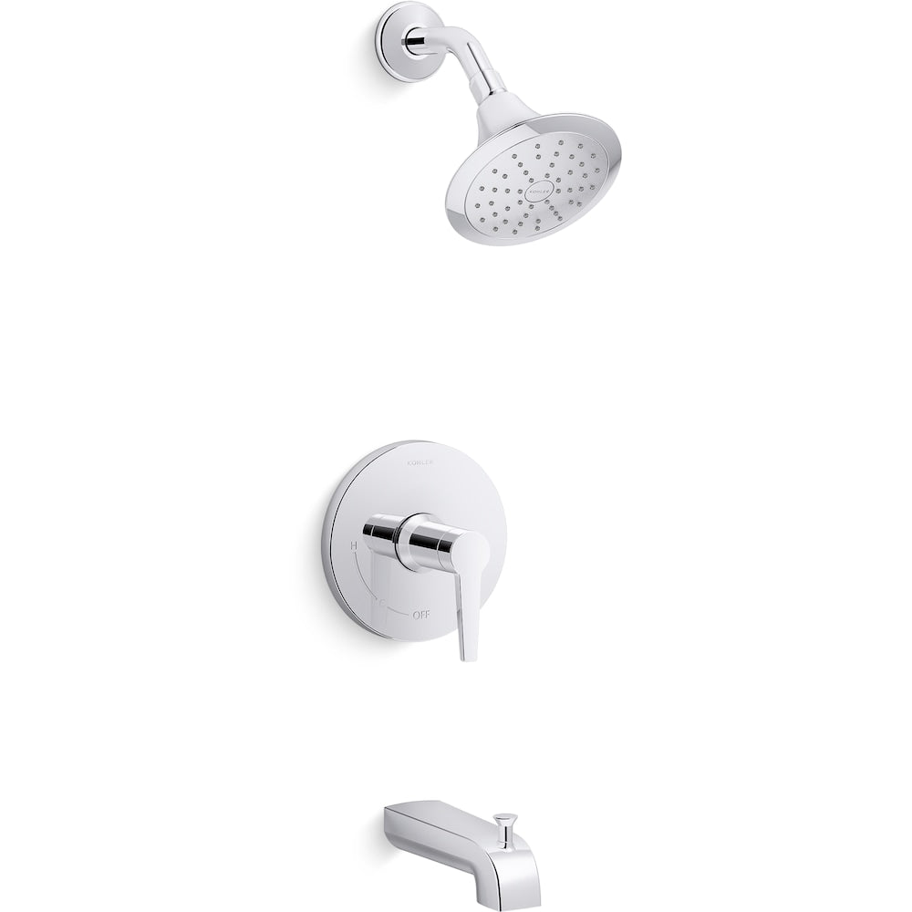 Pitch 1-Handle Wall-Mount Bath and Shower Trim Kit with Lever Handle in Polished Chrome