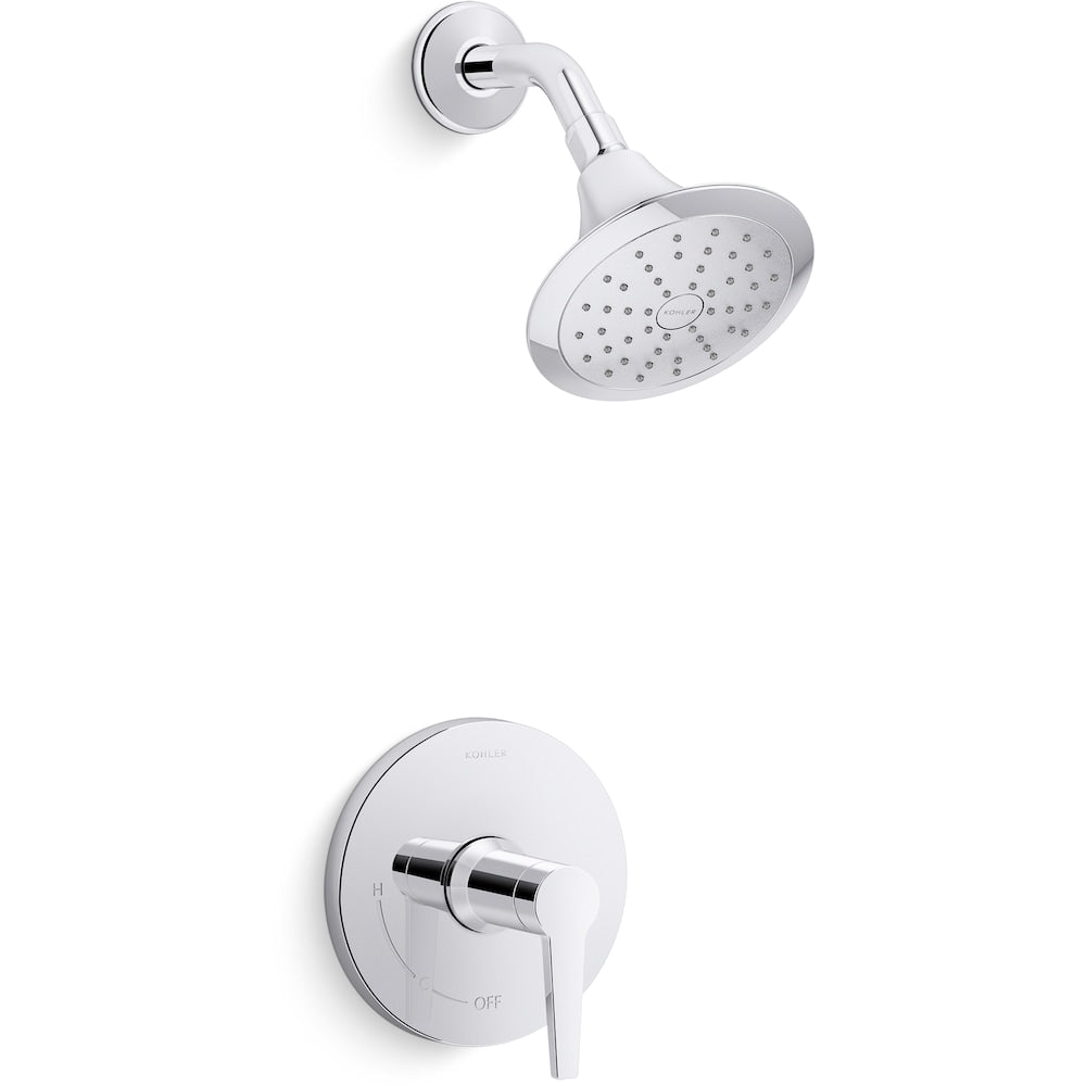 Ensemble de garniture de douche à montage mural à 1 poignée Pitch Rite-Temp avec poignée à levier en chrome poli