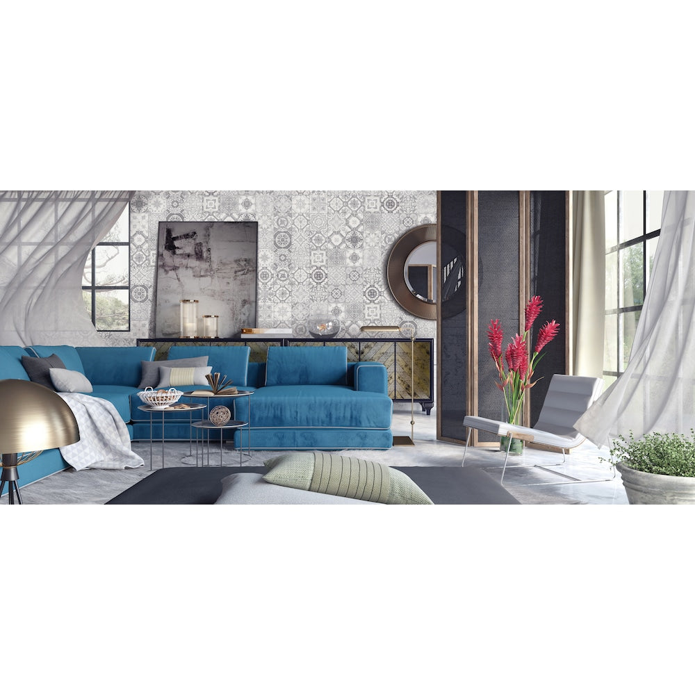 8-inch x 8-inch Medina Grey Mix Pressed Glossy Ceramic Tile (10.76 sq.ft / case)