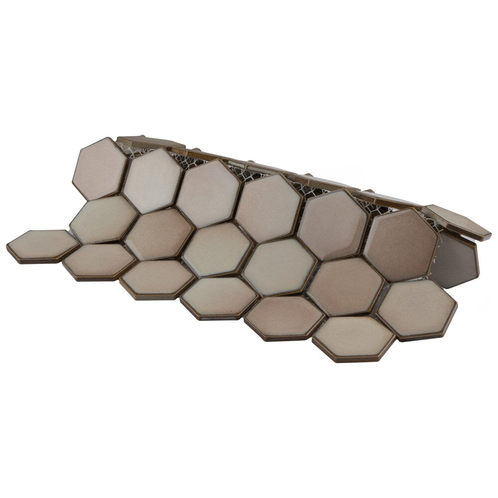 Sample - Hudson 2" Due Hex Truffle 6 in. x 6 in. Porcelain Mosaic