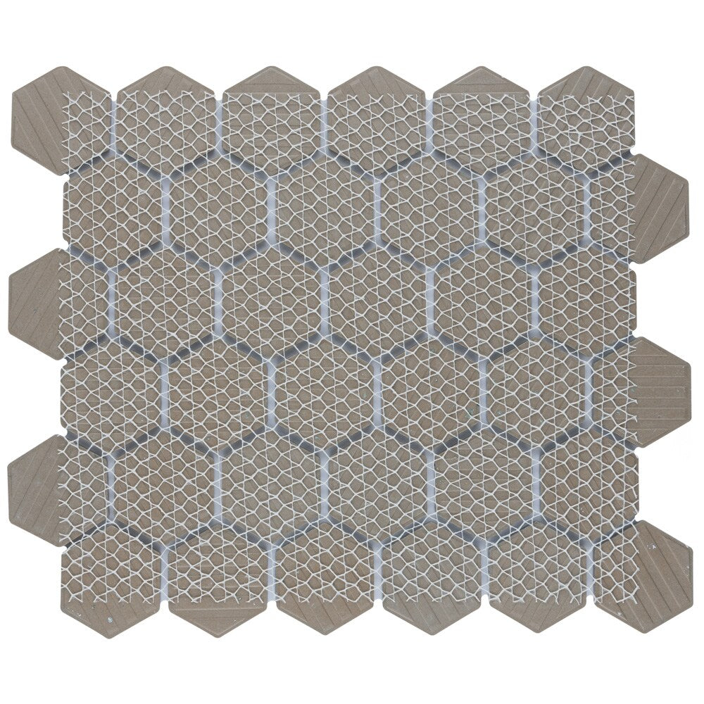 Sample - Hudson 2" Due Hex Truffle 6 in. x 6 in. Porcelain Mosaic