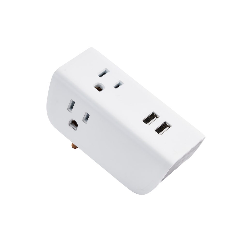 9 ft. 3-Outlet 16 Gauge Light Duty 13 Amps Indoor Extension Cord and Wall Tap with USB Set,White