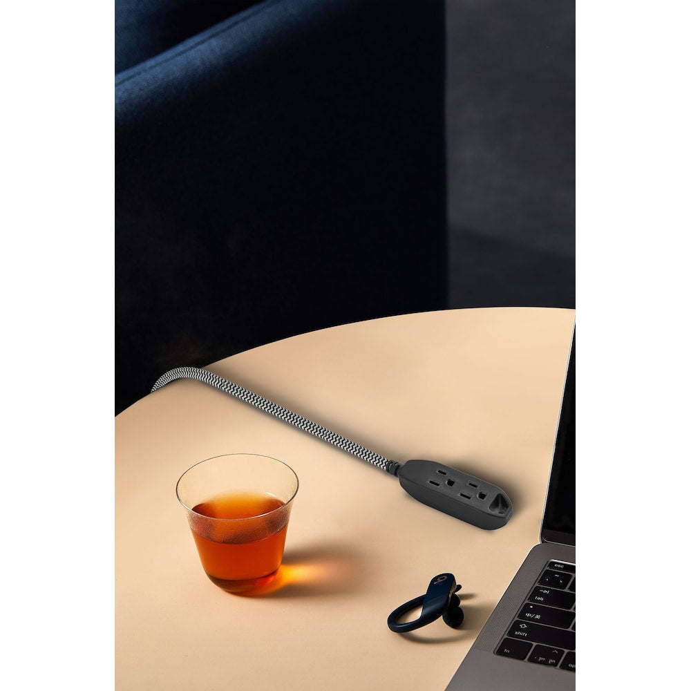 9 ft. 3-Outlet 16 Gauge Light Duty 13 Amps Indoor Extension Cord and Wall Tap with USB Set,White