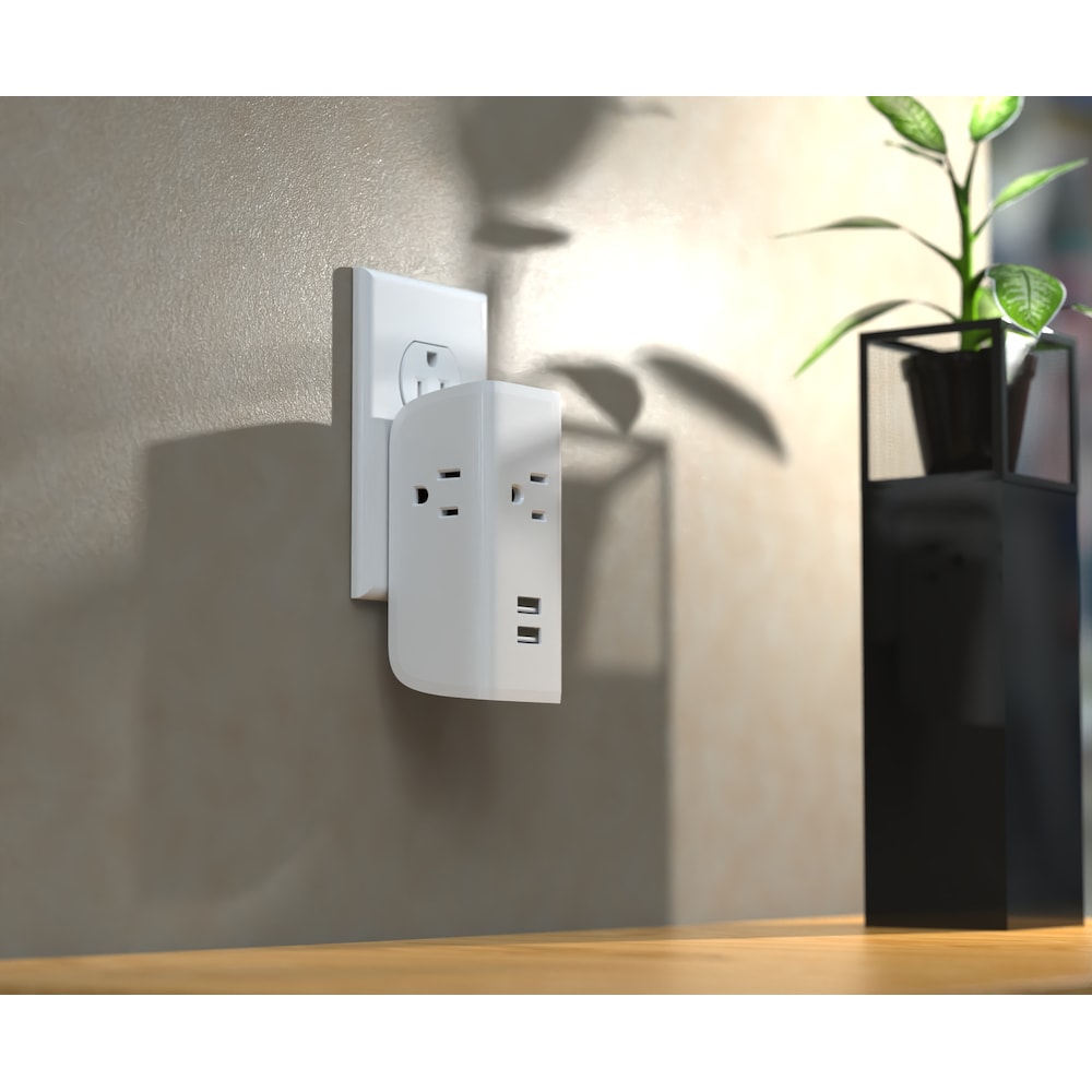 9 ft. 3-Outlet 16 Gauge Light Duty 13 Amps Indoor Extension Cord and Wall Tap with USB Set,White