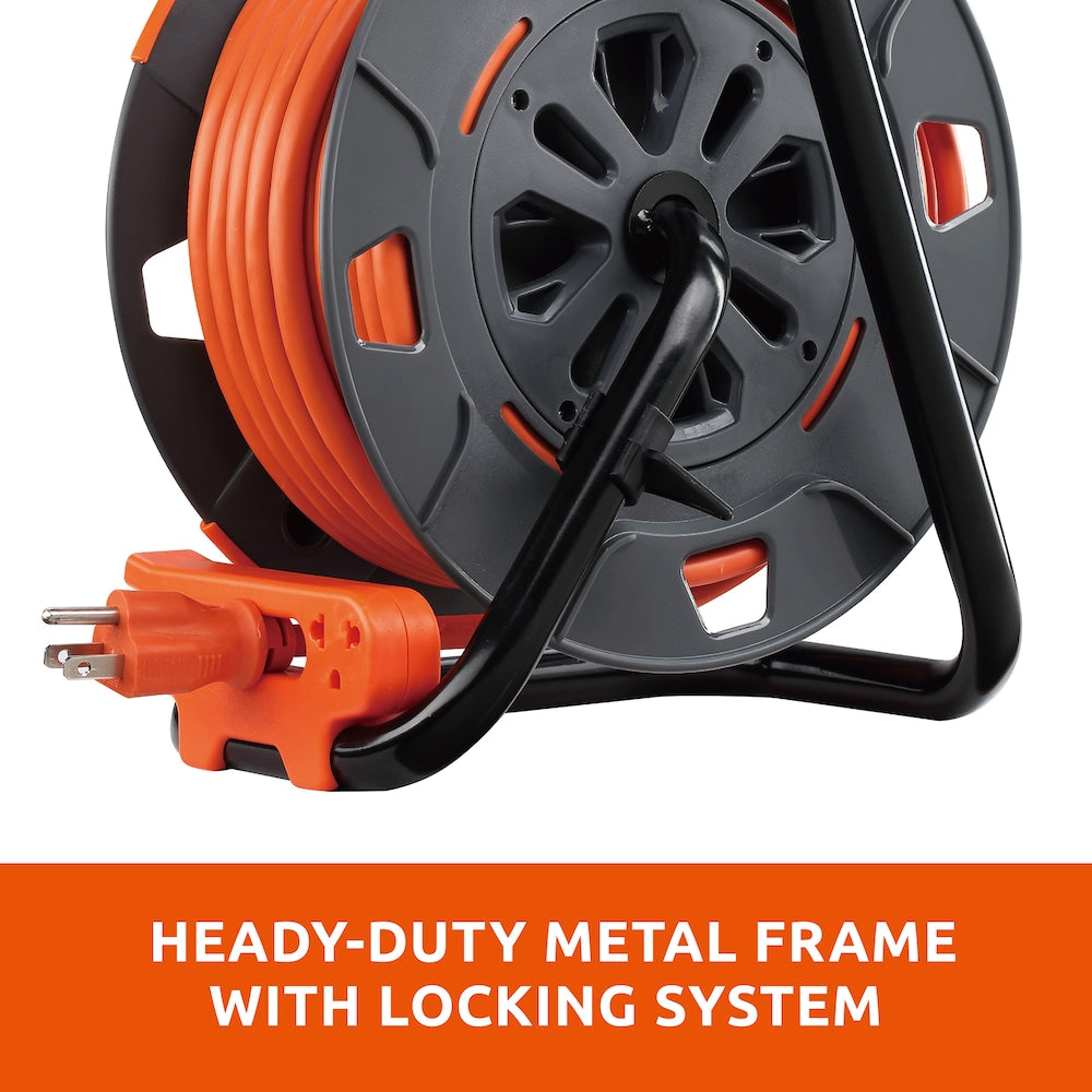 60 ft. 14/3 Extension Cord Storage Reel with 4 Grounded Outlets and Overload Circuit Breaker