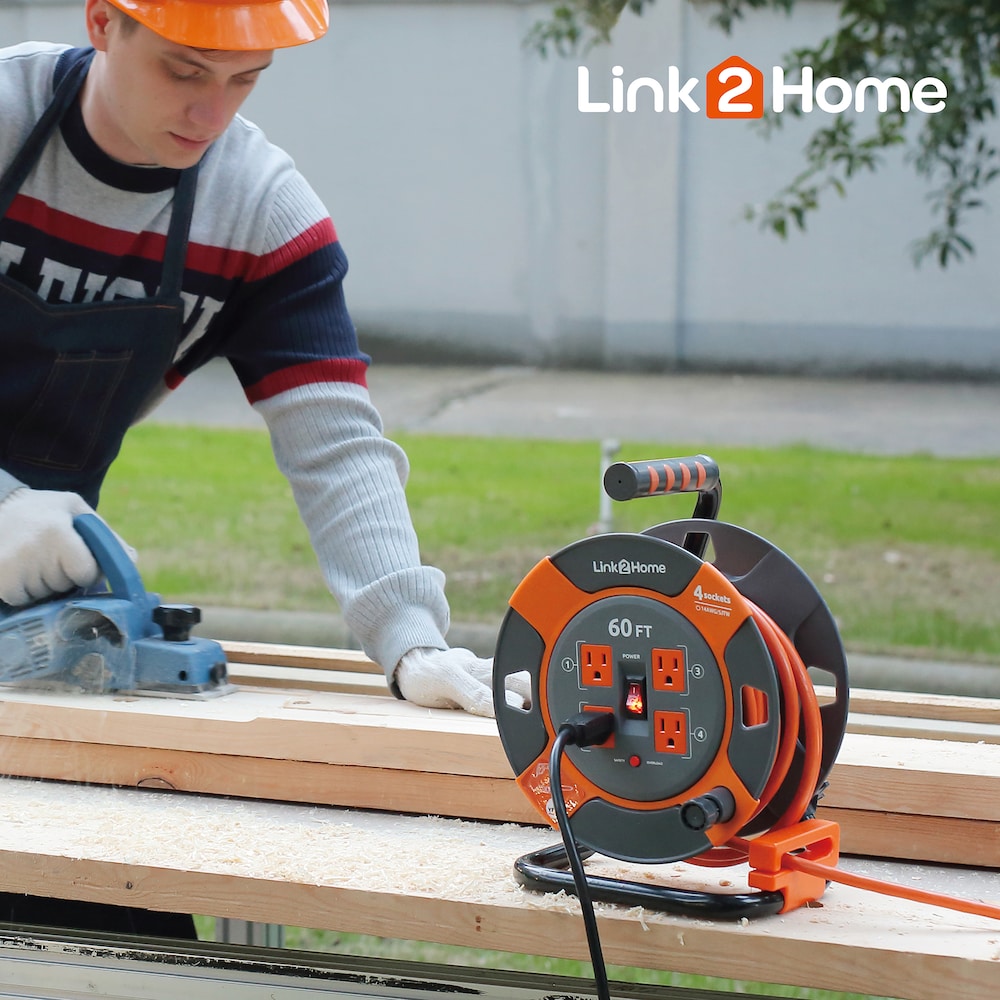 60 ft. 14/3 Extension Cord Storage Reel with 4 Grounded Outlets and Overload Circuit Breaker