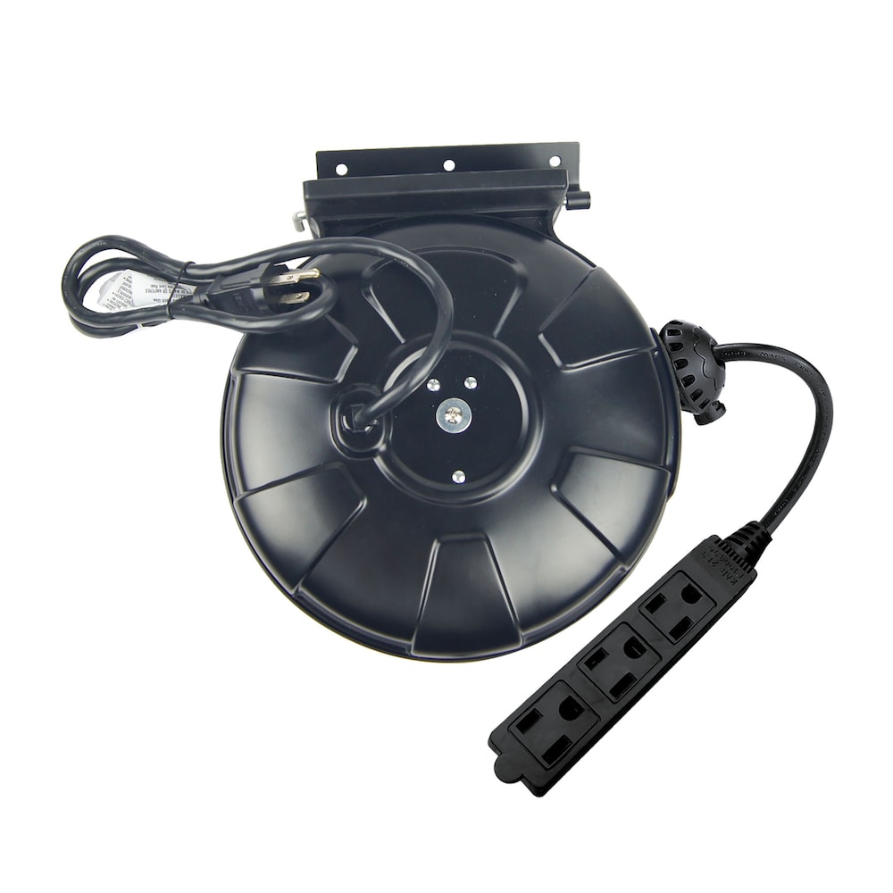 30 ft. 16 Gauge 10 Amps Indoor/Outdoor Light Duty Metal Retractable 3-Outlet Extension Cord Reel