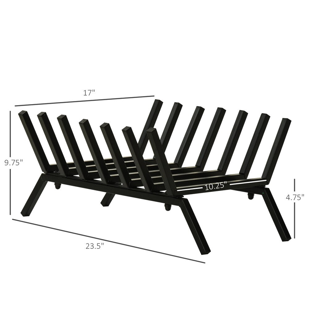 Support à bûches pour bois de chauffage Support de rangement élégant pour bois avec cadre en acier pour l'extérieur et l'intérieur