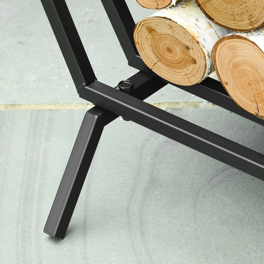 Support à bûches pour bois de chauffage Support de rangement élégant pour bois avec cadre en acier pour l'extérieur et l'intérieur
