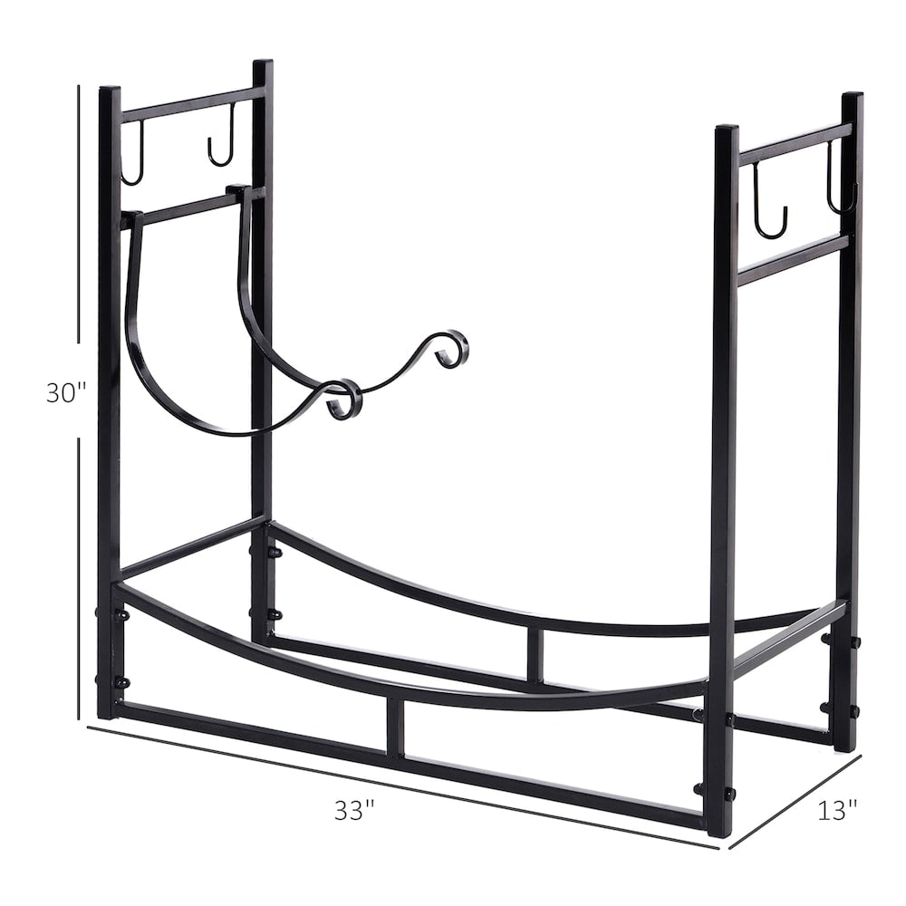 Wood Storage Rack Log Holder with Kindling Holder and 4 Tools Indoor Outdoor