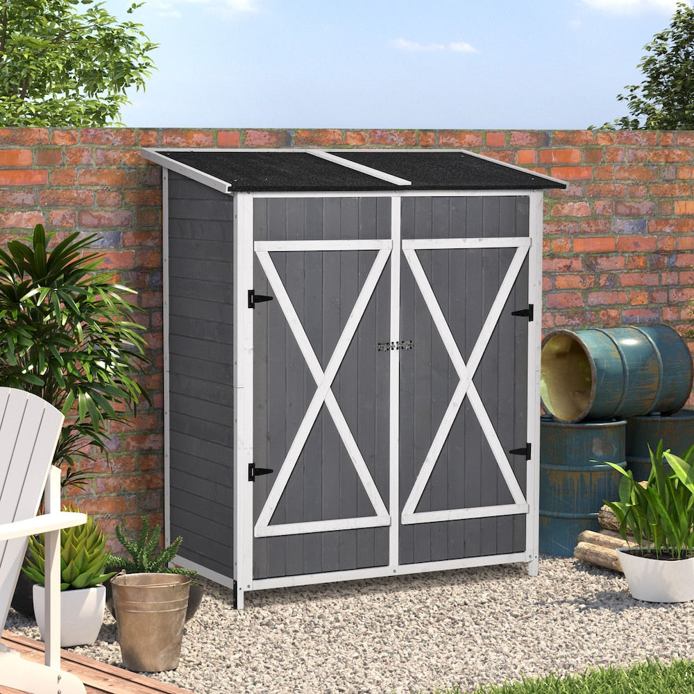 Garden Storage Shed Asphalt Roof Cabinet Movable Shelf & Fixed Fitting