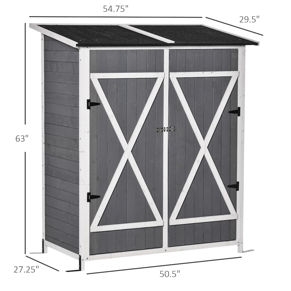 Garden Storage Shed Asphalt Roof Cabinet Movable Shelf & Fixed Fitting