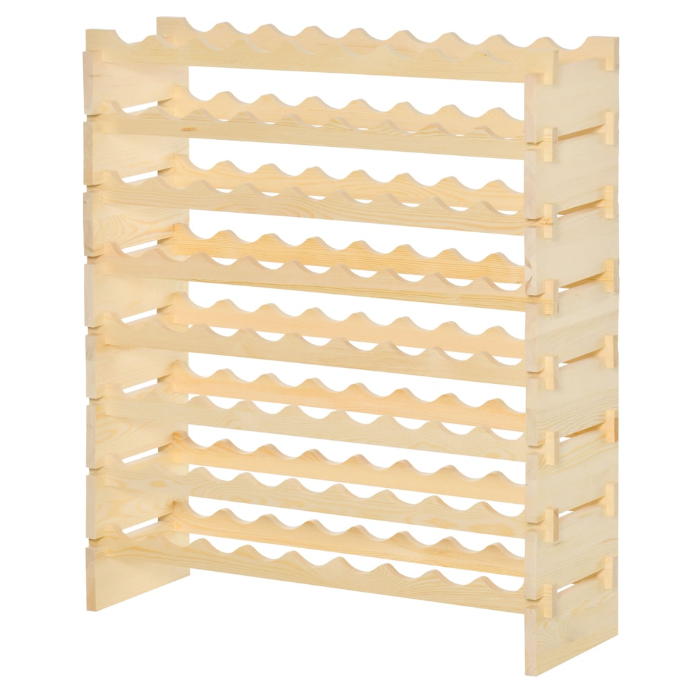 Freestanding 8-Tier Solid Wood Wine Rack Stackable Holder 72-Bottle