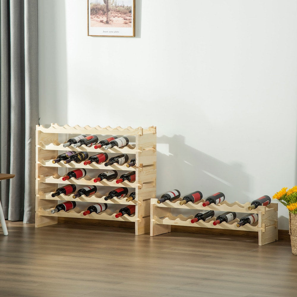 Freestanding 8-Tier Solid Wood Wine Rack Stackable Holder 72-Bottle