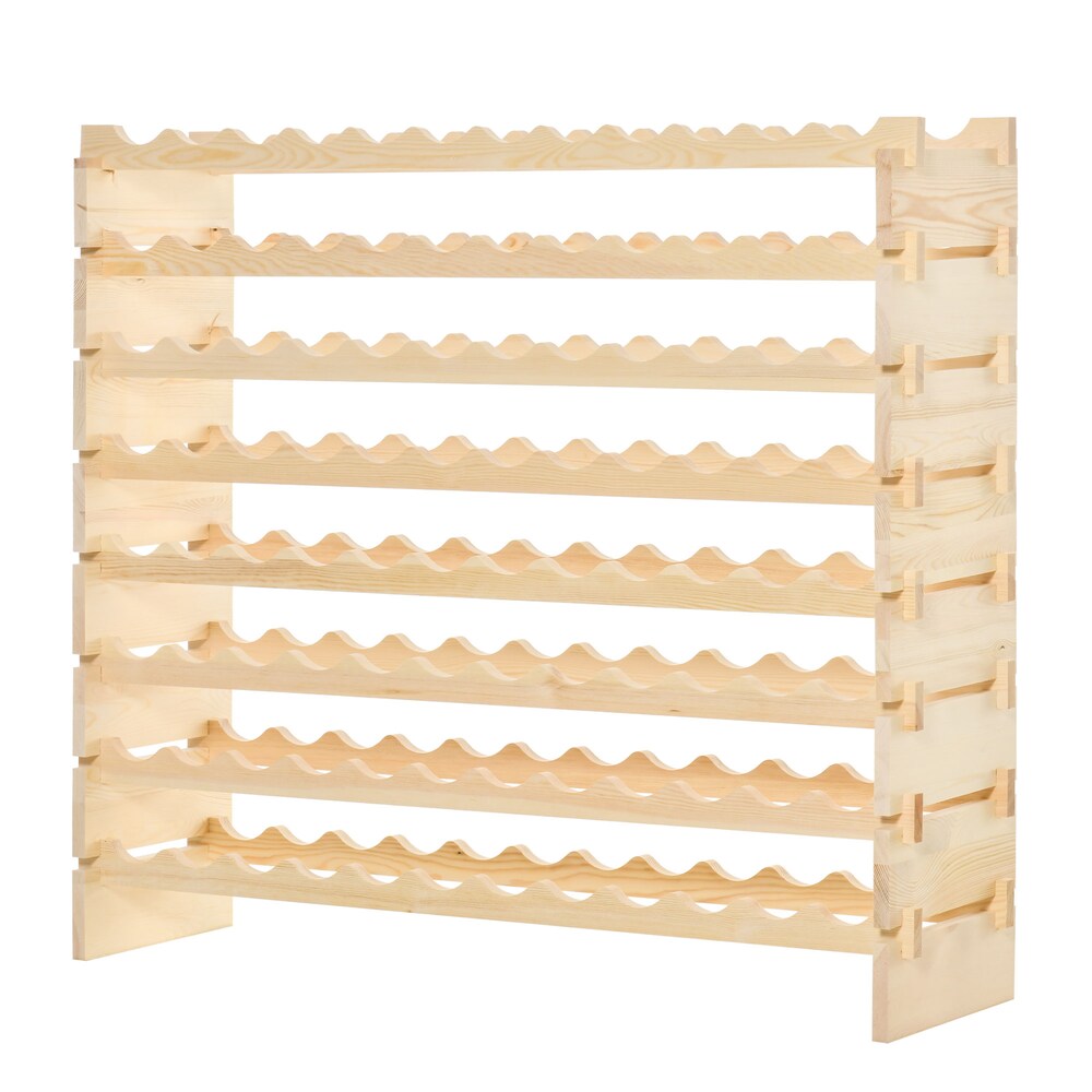 Freestanding 8-Tier Solid Wood Wine Rack Stackable Holder 96-Bottle