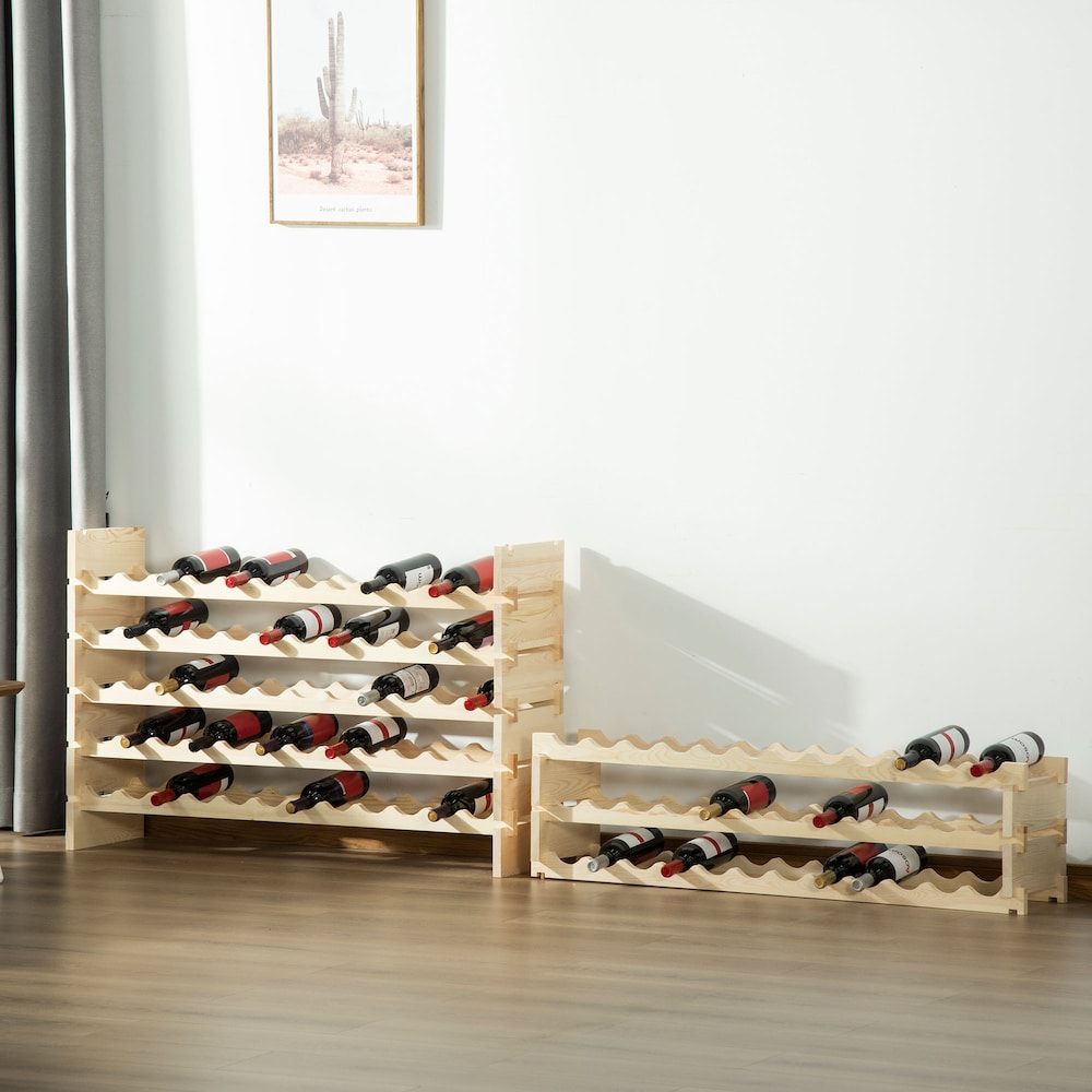 Freestanding 8-Tier Solid Wood Wine Rack Stackable Holder 96-Bottle