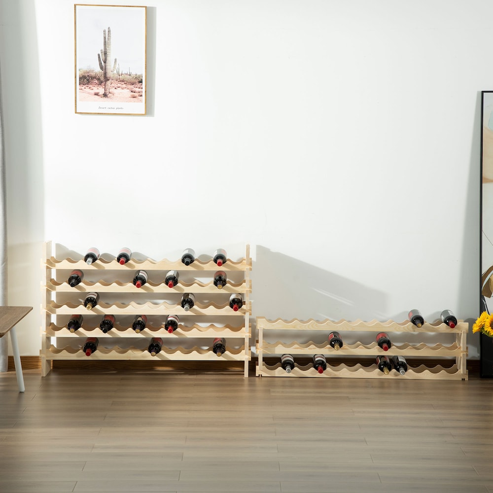 Freestanding 8-Tier Solid Wood Wine Rack Stackable Holder 96-Bottle