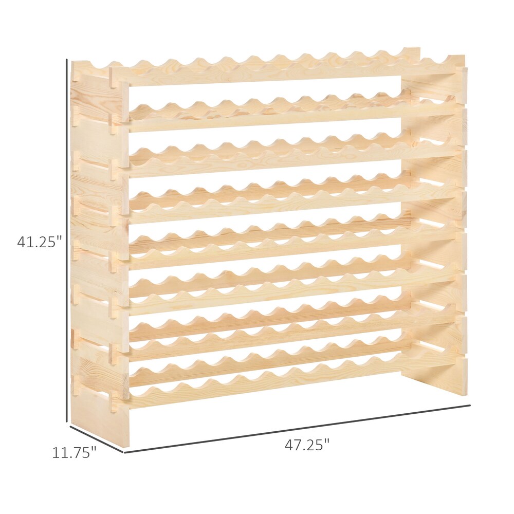 Freestanding 8-Tier Solid Wood Wine Rack Stackable Holder 96-Bottle