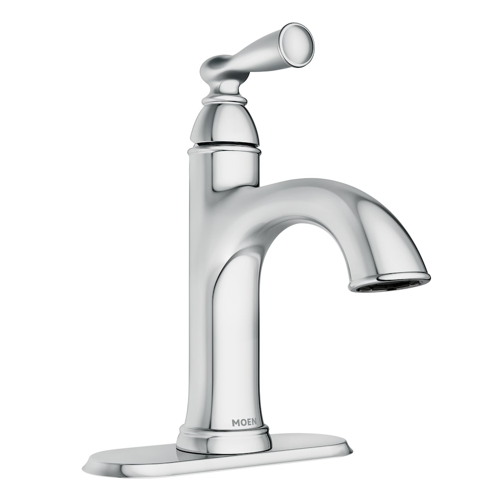 Banbury Single Handle 4-inch Centerset/Single Hole Bathroom Sink Faucet/Tap with Deck Plate in Chrome (Drain and Valve Included)