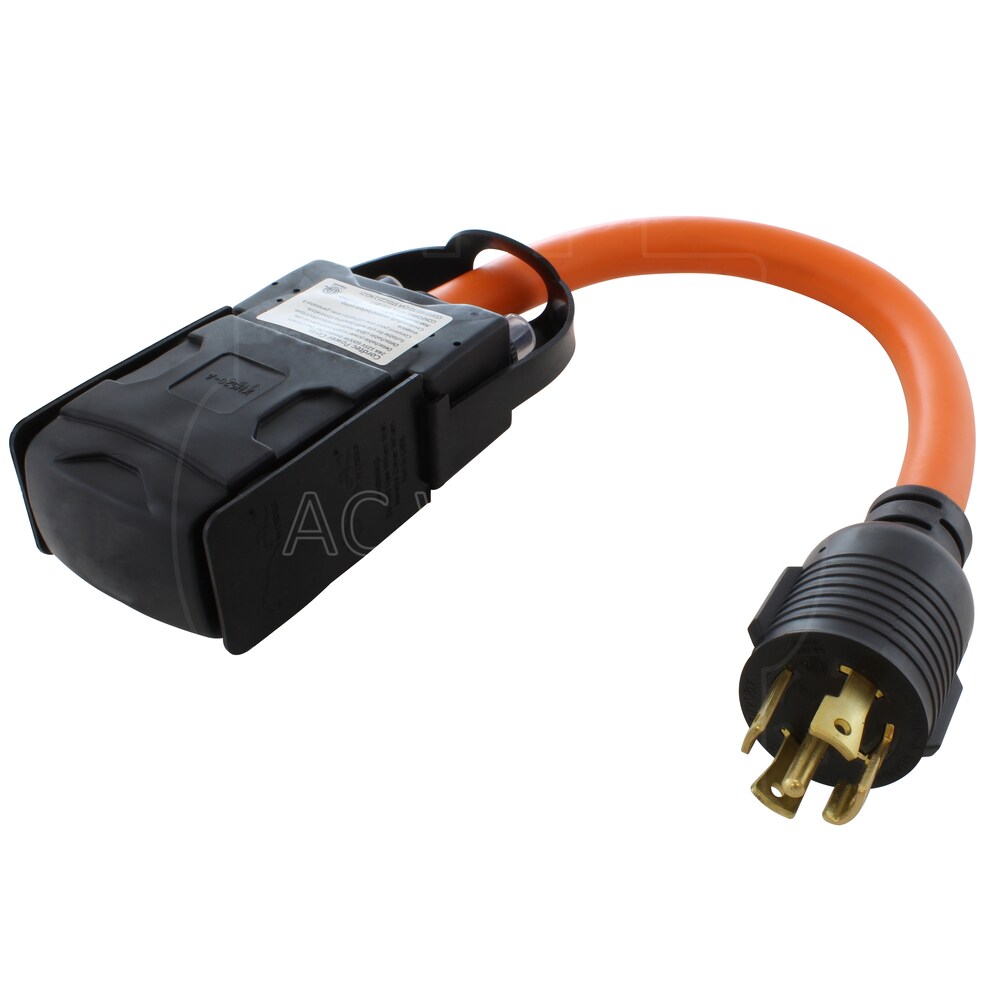 1.5FT L21-30P 30A 5-Prong Locking Plug to (4) Household Outlets with 20A Breakers